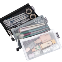 A6 étui à crayons en maille transparente de grande valeur et sac de maquillage rangement de documents en nylon avec fermeture à glissière pour une utilisation scolaire