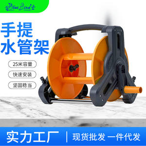 Carro de almacenamiento de manguera de jardín portátil y autónomo de plástico naranja-rojo para mangueras y tuberías de agua - Product Image 2