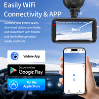Caméra de tableau de bord WiFi 2.5K avec écran IPS 3 pouces, double objectif avant et arrière, grand angle 170°, capteur G, enregistrement en boucle, moniteur de stationnement, enregistreur vidéo de véhicule