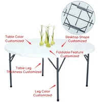 Cercle blanc de soufflage de corps creux de HDPE dinant le Tableau carré rond se pliant pour la noce