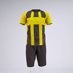 Ensemble de tenue de football personnalisée OEM, uniforme de football, t-shirt, kit complet d'équipe, haute qualité, transfert thermique, respirant, col en V, short de football - Product Image 2