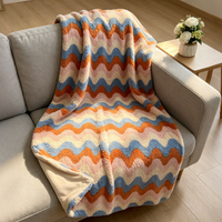 Plaid en polaire Teddy à motif ondulé coloré, doux pour la peau, très populaire, en velours ultra doux pour canapé, lit et usage domestique