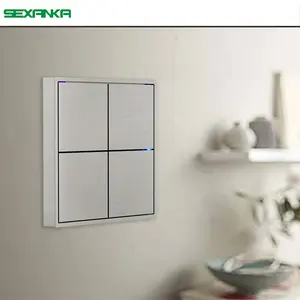 SEXANKA KNX Sistema de Automatización Inteligente Interruptor de pared de hotel inteligente para el hogar Panel de interruptores de pared de 4 botones inteligentes
