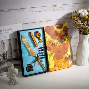 European American Feather Oil <b>Painting</b> Style Birthday Creative Gift Dipping Ballpoint <b>Pen</b> Set 0.5mm Metal - Product Image 2