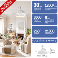 Ventilateur de plafond 1stshine 42 pouces rétractable, qualité supérieure, transparent, pour la décoration de la maison intelligente, moteur silencieux, économie d'énergie, avec pales cachées