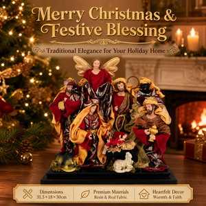 Ensemble de crèche de Noël de luxe en résine, 6 pièces, Sainte Famille, <span class=keywords><strong>les</strong></span> Trois <span class=keywords><strong>Rois</strong></span> <span class=keywords><strong>Mages</strong></span>, ange, âne, agneau, figurines, base noire, décoration de Noël - Product Image 2