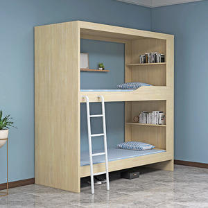 Cama litera cápsula espacial para albergue juvenil, litera doble de madera para albergue juvenil, cama todo incluido para apartamento tipo dormitorio alto y bajo - Product Image 2