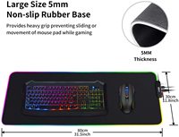 Tapis de souris de jeu RGB avec hub USB 4 ports, grand tapis de bureau étendu, base en caoutchouc antidérapante pour PC Gamer, ordinateur portable, vente en gros