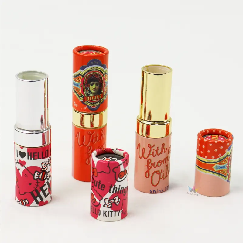 Customized printed eco friendly small gift boxes round cardboard makeup cosmetic lipstick cardboard packaging paper tube box