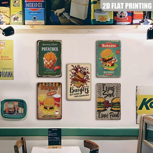 Letrero Metálico Vintage con Diseño de Hamburguesas Deliciosas, Decoración Retro de Comida Rápida para Cocina y Comedor - Product Image 5