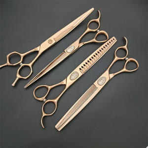 Tijeras de peluquería canina LQ de 7 pulgadas, chapadas en oro de 24 quilates, de acero inoxidable, para cortar el pelo de perros. - Product Image 2