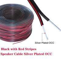 18 AWG OCC-Lautsprecher kabel 1.0 Massiver Leiter mit dickem versilbertem schwarz-rotem Streifen und zweifarbigem PVC-Mantel