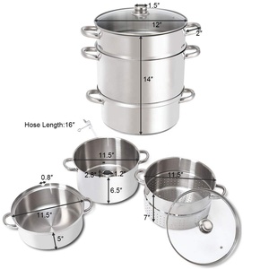 Batterie de cuisine à <span class=keywords><strong>induction</strong></span> en acier inoxydable 8L Extracteur de <span class=keywords><strong>marmite</strong></span> à vapeur <span class=keywords><strong>pour</strong></span> jus de fruits et légumes - Product Image 2