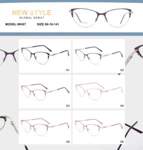 Marcos de anteojos de metal de moda Anti-Blue Light Round & Lightweight Thin Design Lentes planas óptimas para damas Visión vidente - Product Image 5