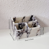 Organisateur de bureau en marbre naturel Calacatta Viola de luxe SAIDKOCC, plateau en pierre multicouche pour stylos, pinceaux de maquillage, bijoux