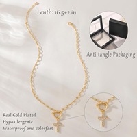 Collier pendentif en laiton électroplaqué avec diamant, design en forme de croix, fermoir OT, pour femme - Meilleure vente en Europe et en Amérique, idéal comme cadeau