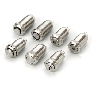 8 мм, 12 мм, 16 мм, 19 мм 22 мм, 25 мм, 30 мм латунь/нержавеющая сталь кнопочный переключатель с/без светодиод Мгновенный/защелкиваемый производитель Китай - Product Image 1