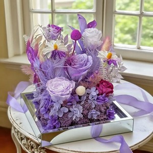 Rose éternelle Qixi Day, fleurs de jardin d'été, boîte à fleurs créative en acrylique pour la fête <span class=keywords><strong>des</strong></span> mères, anniversaire, Chine, 18*18*22 cm - Product Image 2