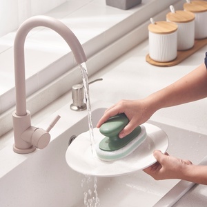 MONR Kitchen Accessory-High Water Absorption Dish Washing <strong>Sponge</strong> with Plastic <strong>Handle</strong> Cleaning Brush Useful <strong>Sponges</strong> Scouring Pads - Product Image 3