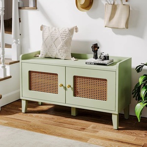 <span class=keywords><strong>Zapatero</strong></span> de ratán <span class=keywords><strong>verde</strong></span> claro de madera moderno para pasillo con <span class=keywords><strong>Zapatero</strong></span> de ratán - Product Image 4