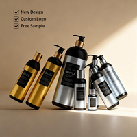 Vente en gros emballage de bouteille de shampoing personnalisé avec logo en plastique vide rond noir PE-HD bouteilles de shampoing et d'après-shampoing à pompe