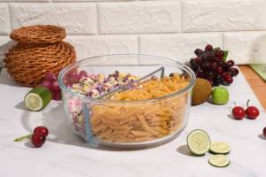 Plat à four rond de grande taille, plat à lasagne, plat à gratin en verre, ensemble de plats à four en verre, plat à salade en verre à deux côtés - Product Image 4