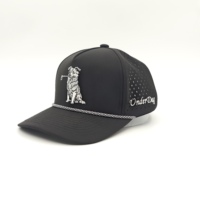 Casquette de baseball personnalisée pour hommes 5 pans blanc avec logo brodé Caractéristique dégradée Trou de découpe laser perforé Imperméable Business
