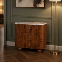 Table console avec panneau de tiroir cannelé, commode à bords arrondis avec grand espace de rangement, plateau de table effet marbre