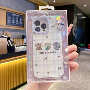 Design d'ours à carreaux coréen pour iPhone 15 Plus 16 Pro <span class=keywords><strong>Max</strong></span> 14 13 12P mignon femme pour Apple étuis de téléphone portable protecteur de caméra TPU - Product Image 6