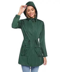 Women's Waterproof Softshell Jacket With Hood Long Lined Lightweight Raincoat Windproof Outdoor Parka Jacket