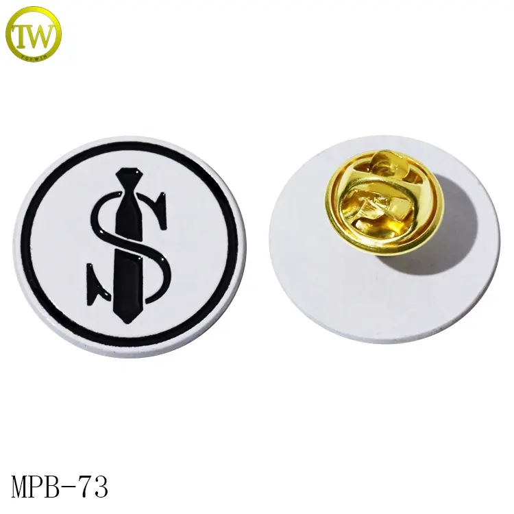 Newest Round Shape Enamel Logo Button Label Wholesale Clothing Butterfly Clasp Pin Badge Tags For Coat