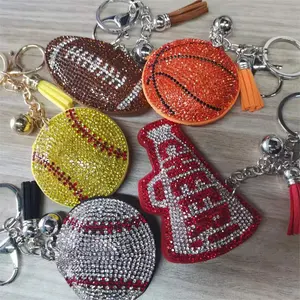 运动游戏纪念品礼品女男运动钥匙扣配件水钻棒球篮球橄榄球钥匙扣