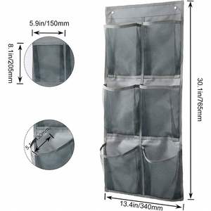 New Hot Sale Send Sticky Hook Gray Mesh Cabinet Bedroom <b>Storage</b> Large 6 Grid Wall-Mounted <b>Storage</b> Bag - Product Image 2