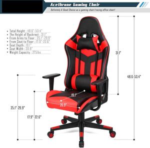 Silla Gamer Giratoria Roja Más Vendida, Silla de Oficina para Videojuegos, Soporta 400 Libras, Silla para Adultos con Respaldo Alto y Reposapiés - Product Image 6