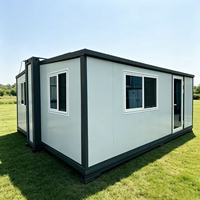 Maison conteneur extensible à double aile de 20 pieds, maison préfabriquée modulaire, villa mobile pliable pour complexe hôtelier, bureau, dortoir temporaire