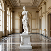 Figura Masculina Atlética Clásica Venus, Estatua de Cuerpo Humano de Mármol Blanco Pulido, Escultura de Torso Humano de Tamaño Real para Patio