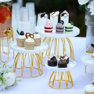 Keramik hohe Kuchen platte Dim Sum Tablett Dessert Tisch Display Regal Gebäck Pappbecher Mousse Brot im Freien Hochzeit