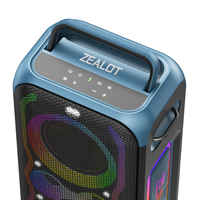 Zealot PT21M avec 2 micros, lumières LED RGB, haut-parleur, batterie rechargeable, étanche, compatible TF/USB/AUX/TWS pour l'extérieur