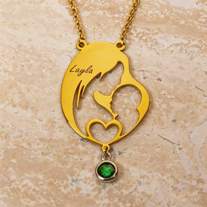 <span class=keywords><strong>Collier</strong></span> Mère-Enfant en Acier Inoxydable SongYi, Pendentif Maman Gravé au Laser, Bijou Personnalisé, Cadeau Fête des Mères, Anti-ternissement - Product Image 5