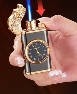 Briquet à double flamme créatif et réglable, coupe-vent, flamme jet cool au <span class=keywords><strong>butane</strong></span> pour hommes, femmes, amis, extérieur, bougies - Product Image 4