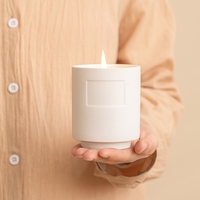 Witoyou 8oz 10oz Geurkaarsen op maat van sojawas en bijenwas, in bulk, in witte keramische pot, rookvrij, luxe, zonder paraffine, groothandel