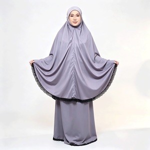 Ensemble Khimar Lavande Poussiéreuse pour Femme, Gris Lilas, Tenue Modeste, Vêtements Musulmans Islamiques, Longueur au Sol - Product Image 4
