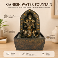 Fontaine d'eau en résine avec logo personnalisé, statue du Dieu Ganesh, artisanat hindou, décoration de bureau, articles de décoration pour la maison, vente en gros