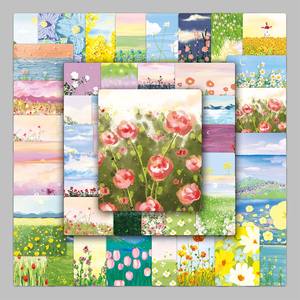 50 pièces en gros de l'origine frais artistique Simple et naturel Art peinture à l'huile fleur autocollants bagages et guitare autocollants - Product Image 1