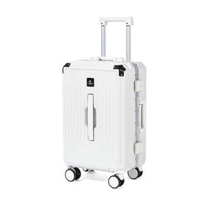 Valise à roulettes en aluminium blanc de 24 pouces avec serrure, bagage de voyage unisexe - Product Image 4