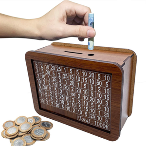 Coffre-fort en bois avec tirelire de comptoir pour stocker et organiser vos fonds - Product Image 1