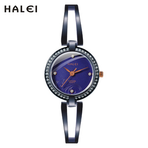 Envío Directo HALEI Reloj de Cuarzo Original Nuevo para Mujer, Brazalete de Acero Inoxidable, Bisel de Zafiro y Diamantes, Elegante Movimiento Japonés - Product Image 1