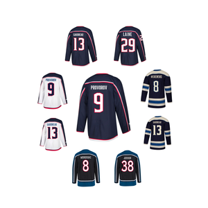 2024 Nouveaux maillots de hockey sur glace cousus Columbus 9 Ivan Provorov 13 Johnny Gaudreau 29 Patrik Laine 38 Boone Jenner 8 Werenski - Product Image 1