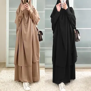 Jilb vestido abaia muscular feminino, 2 peças vestido oração khimar roupas islâmicas
