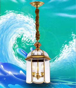 Suspension de grenier en métal rural rétro en laiton pour l'extérieur Suspension d'extérieur à LED en verre industriel rétro - Product Image 2